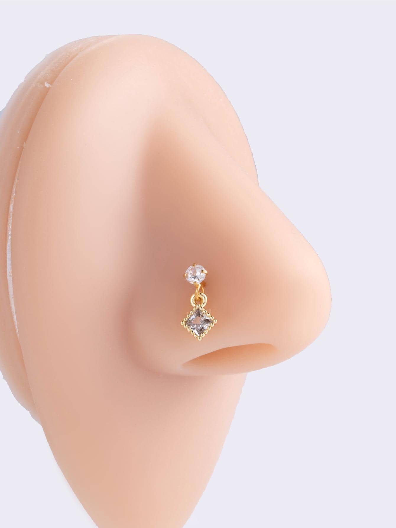 Khuyên mũi trang trí hình vuông bằng đá khối Zirconia - Vàng - Xem 1