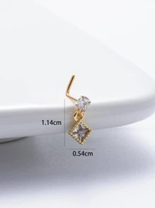 Khuyên mũi trang trí hình vuông bằng đá khối Zirconia - Vàng - Xem 2