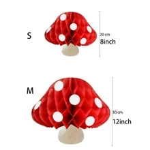 1 bóng tổ ong giấy hình nấm - Đỏ - Xem 8