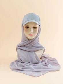 Solid Baseball Cap With Scarf Hair Sleep Cap - Light Grey - View 1