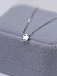 1pc Simple & Geometric Shape Titanium Steel Beaded Pendant Necklace For Women, Unique & Elegant Contemporary Collarbone Chain, Non-fading Cold-tone Gift - Silver - View 3