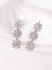 Pendientes largos flor - Plateado - Ver 4