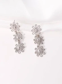 Pendientes largos flor - Plateado - Ver 5