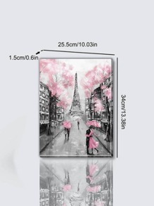 1pc Tower & Figure Graphic Framed Painting,Wall Art,Canvas,Poster Gifts Birthday Graduation - Multicolor - View 5