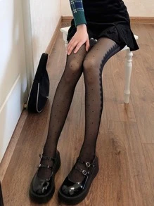 黑眼睫毛提花設計薄款 Jk 襪,性感蘿麗塔絲襪春夏