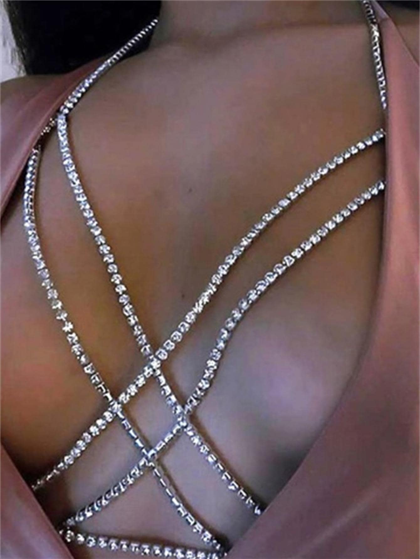 水鑽裝飾身體鏈 - 銀色 - 查看 1