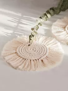 1 pieza unicolor tejido con diseño de fleco simple no-tejido de tela anti deslizante Tapete de mesa para Vajilla mesa Decoración