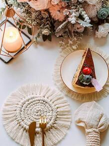 1 pieza unicolor tejido con diseño de fleco simple no-tejido de tela anti deslizante Tapete de mesa para Vajilla mesa Decoración