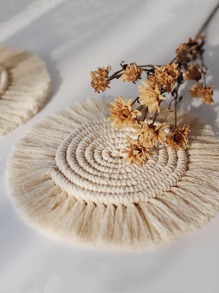 1 pieza unicolor tejido con diseño de fleco simple no-tejido de tela anti deslizante Tapete de mesa para Vajilla mesa Decoración