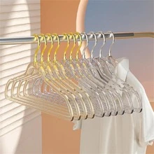 10 Cái/bộ Móc Treo PP, Hiện Đại Vàng Lấp Lánh Trong Suốt Móc Treo Quần Áo Chống Trơn Trượt Cho Hộ Gia Đình - Vàng - Xem 3