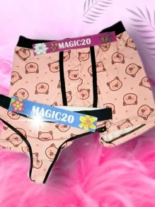 Duo Of Pink Pig Underwear
