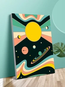 1 bức tranh có khung hoa văn hành tinh - Nhiều màu - Xem 1