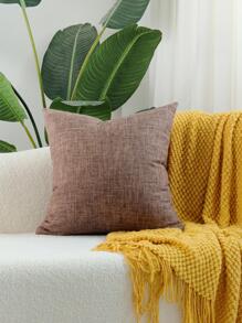 1入組無填充物素色靠墊套，現代織物裝飾抱枕套適用於客廳和臥室 - 咖啡棕 - 查看 1