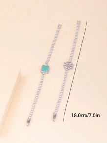2 cái/bộ Vòng Tay Trang Trí Kim Cương Giả - Bạc - Xem 3
