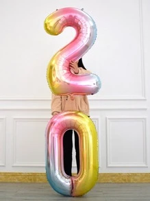 1pc 34 Inch Number Shaped Balloon, Back To School Valentine Day - Multicolor - View 2