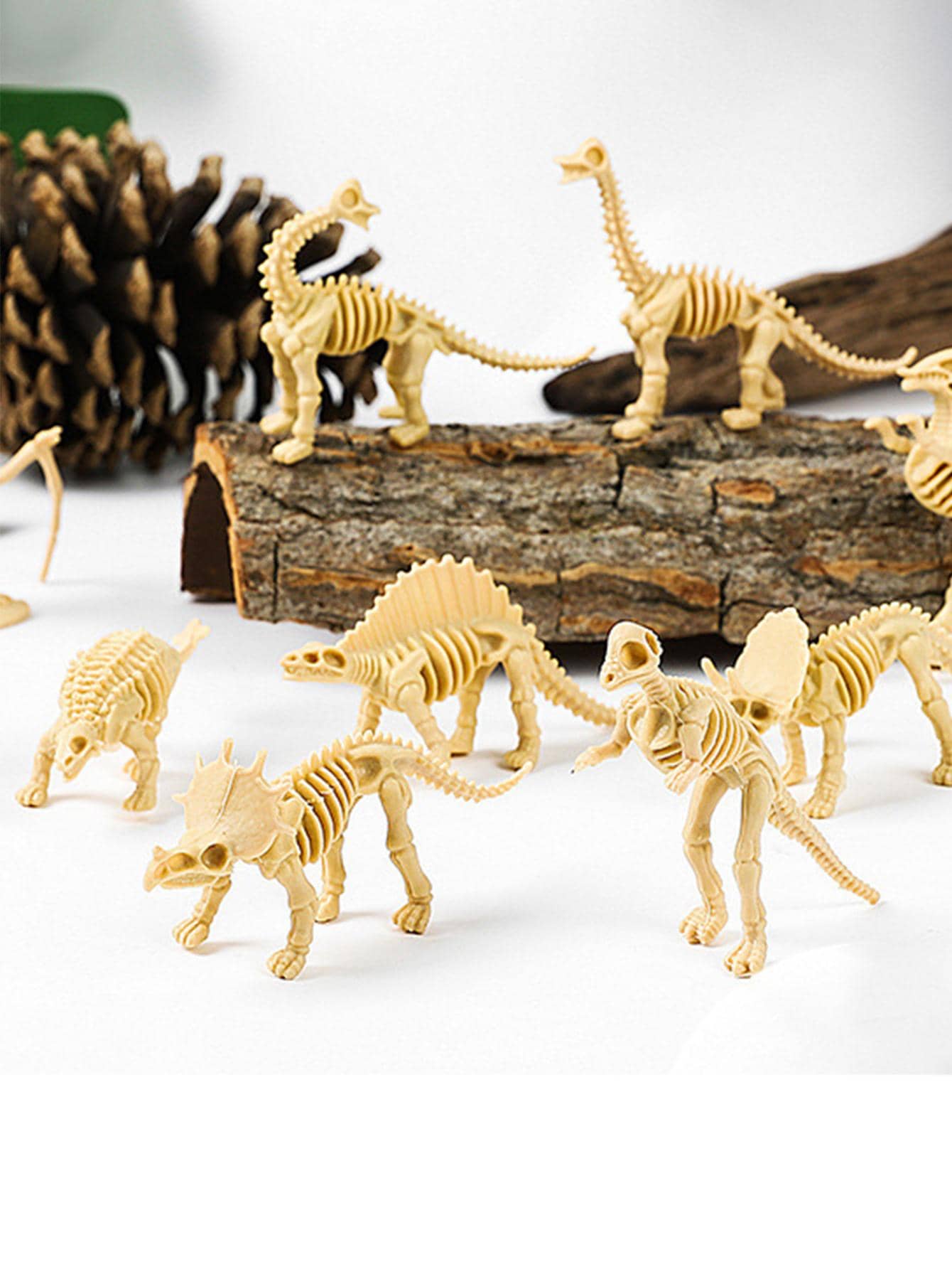 12 peças de decoração em forma de esqueleto de dinossauro artesanato melhores presentes - Bege - Ver 1