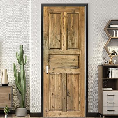 2pcs Wooden Pattern Door Sticker,Stickers,Wall Decal, Vinyl Decal For Home Decorations,Spring Decoration Items Refresh Your Home,Rama Decoration Stickers Gifts Birthday Graduation