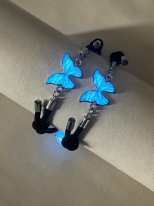 ATLVXJL Bộ 2 vòng tay trang trí hình bướm và trái tim phát sáng dành cho cặp đôi, quà tặng ngày Valentine, quà tặng phát sáng trong bóng tối cho các cặp đôi. - Nhiều màu - Xem 2