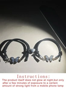 ATLVXJL Bộ 2 vòng tay trang trí hình bướm và trái tim phát sáng dành cho cặp đôi, quà tặng ngày Valentine, quà tặng phát sáng trong bóng tối cho các cặp đôi. - Nhiều màu - Xem 8