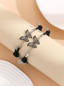 ATLVXJL Bộ 2 vòng tay trang trí hình bướm và trái tim phát sáng dành cho cặp đôi, quà tặng ngày Valentine, quà tặng phát sáng trong bóng tối cho các cặp đôi. - Nhiều màu - Xem 5