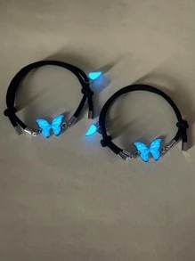 ATLVXJL Bộ 2 vòng tay trang trí hình bướm và trái tim phát sáng dành cho cặp đôi, quà tặng ngày Valentine, quà tặng phát sáng trong bóng tối cho các cặp đôi. - Nhiều màu - Xem 10