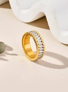 Hai âm Nhẫn Thép không gỉ Đồ trang sức Qủa tặng - Vàng - Xem 1