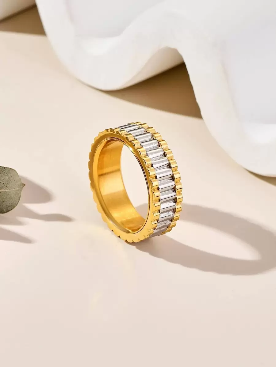 Hai âm Nhẫn Thép không gỉ Đồ trang sức Qủa tặng - Vàng - Xem 1