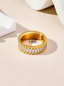 Hai âm Nhẫn Thép không gỉ Đồ trang sức Qủa tặng - Vàng - Xem 2