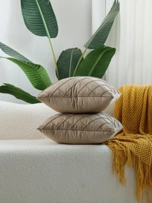 1入組絲絨鑽石有圖案手工百褶枕套,卡其色 - 卡其色 - 查看 6