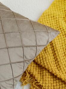 1入組絲絨鑽石有圖案手工百褶枕套,卡其色 - 卡其色 - 查看 5