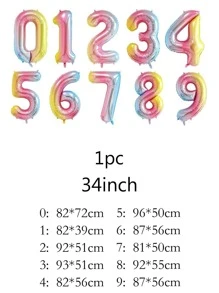 1pc 34 Inch Number Shaped Balloon, Back To School Valentine Day - Multicolor - View 5