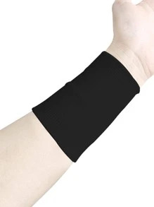 Breathable Sweat-Absorbing Black Polyester Sports Wrist Band - Black - View 1