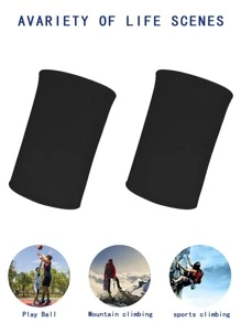 Breathable Sweat-Absorbing Black Polyester Sports Wrist Band - Black - View 4