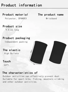 Breathable Sweat-Absorbing Black Polyester Sports Wrist Band - Black - View 2