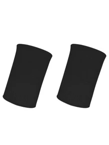 Breathable Sweat-Absorbing Black Polyester Sports Wrist Band - Black - View 3