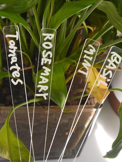 12pcs Clear Garden Plant Label, PMMA Letter Graphic Plant Label For Household