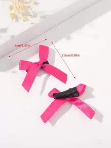 可爱 10 件装芭蕾蝴蝶结发夹情人节 - 玫紅色 - 查看 2
