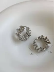 MESTILO 1 Par De Aretes Minimalistas De Aros Plegados De Cobre, Joyas Para Las Orejas, Regalo Para Mujeres - Plateado - Ver 4