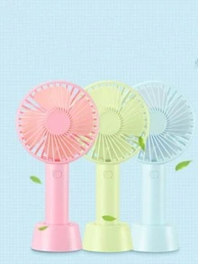 1pc Plastic Mini Fan, Minimalist Portable Handheld Fan For Home, School - Pink - View 3