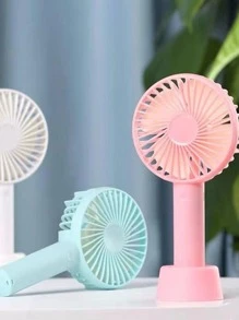 1pc Plastic Mini Fan, Minimalist Portable Handheld Fan For Home, School - Pink - View 1