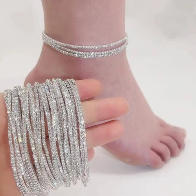 1 chiếc lắc chân đính đá siêu mịn lấp lánh phụ kiện thời trang tiệc cưới/tiệc tùng