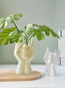 Bình hoa thiết kế hình 1 cái - Màu be - Xem 9