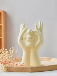Bình hoa thiết kế hình 1 cái - Màu be - Xem 5
