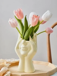 Bình hoa thiết kế hình 1 cái - Màu be - Xem 4