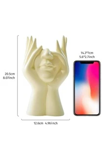 Bình hoa thiết kế hình 1 cái - Màu be - Xem 11