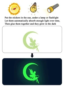 1 件 PVC 墙贴，时尚月亮和仙女图案夜光墙贴，适用于家居装饰，翻新贴纸，可撕墙板，墙纸，壁纸，春季装饰品让您的家焕然一新，拉玛装饰贴纸 - 彩色 - 查看 7