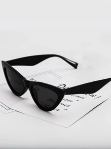 1副女士黑色猫眼复古三角猫眼太阳镜，欧美风格，韩版时尚，夜店风个性化猫眼眼镜 - 黑色 - 查看 4