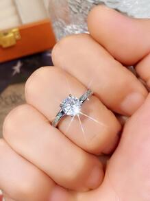 1 Chiếc Nhẫn Trang Trí Đính Đá Cubic Zirconia Quyến Rũ Cho Nữ Dự Tiệc, Món Quà Tinh Tế Ngày Lễ Tình Nhân - Bạc - Xem 4