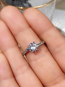 1 Chiếc Nhẫn Trang Trí Đính Đá Cubic Zirconia Quyến Rũ Cho Nữ Dự Tiệc, Món Quà Tinh Tế Ngày Lễ Tình Nhân - Bạc - Xem 5