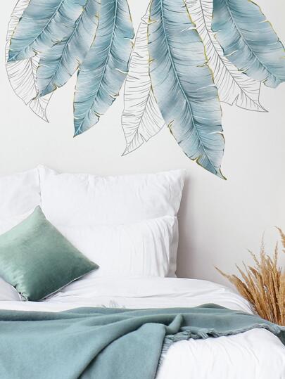 2入組/套葉子圖案牆現代PVC自粘掛畫裝飾